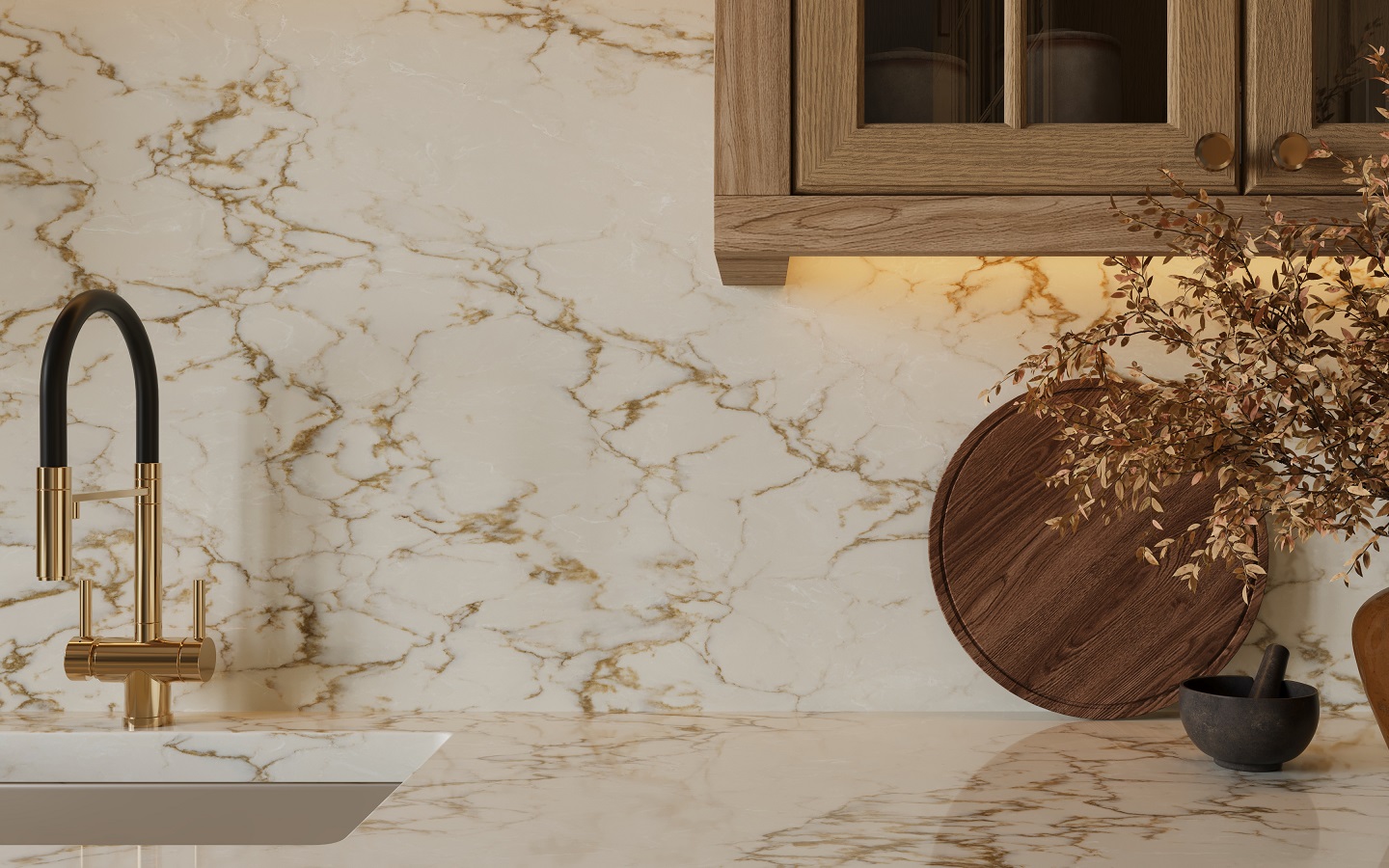 115×212 ホワイトベージュ　ボタニカルメダリオン Canyon Echo: Grand Mesa Kitchen | LX Hausys US